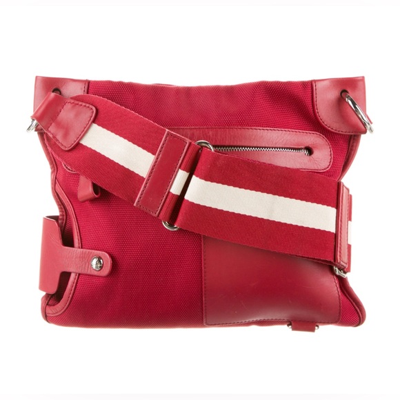 Bally Canvas RARE with Leather Trim Crossbody / messenger bag Bag - Red. - Picture 1 of 12